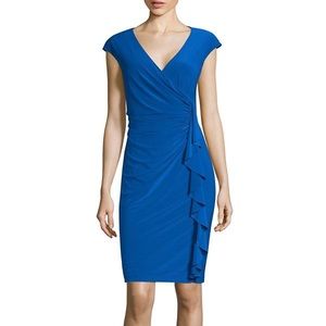 Black Label Evan Picone blue faux wrap dress